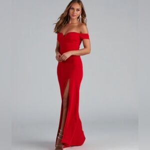 Red maxi dress with slit